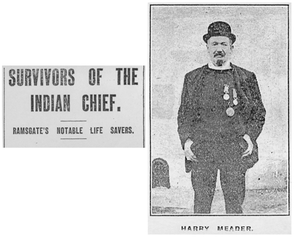 Harry Meader in retirement, photographed for the East Kent Times, 4 January 1914, from a photocopy kindly supplied by the Ramsgate Maritime Museum