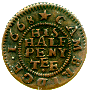 Image of the reverse of a copper token of Thomas Ewin