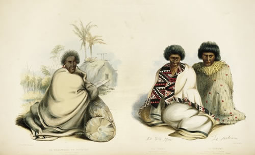 King Potatau Te Wherowhero with two other chiefs