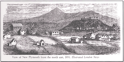 Woodcut showing New Plymouth 1851, from the Illustrated London News