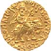 Obverse of gold stater of the Kushan Empire