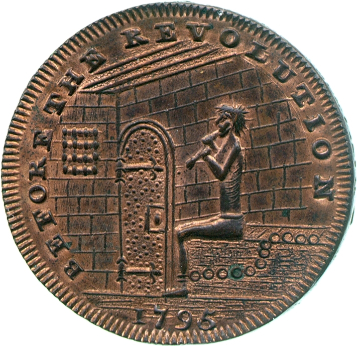 Image of the reverse of a copper halfpenny token of Thomas Spence, late eighteenth century