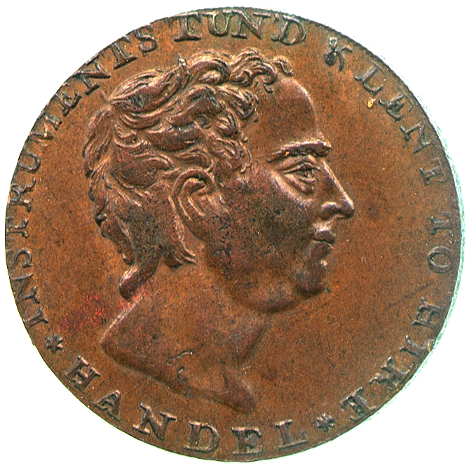 Image of the obverse of a copper halfpenny token of Dodd of London, late eighteenth century